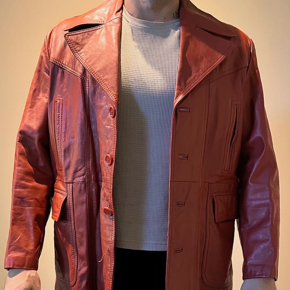 Sears Vintage Leather Jacket - Orange, Size 42 - Item #t08-50